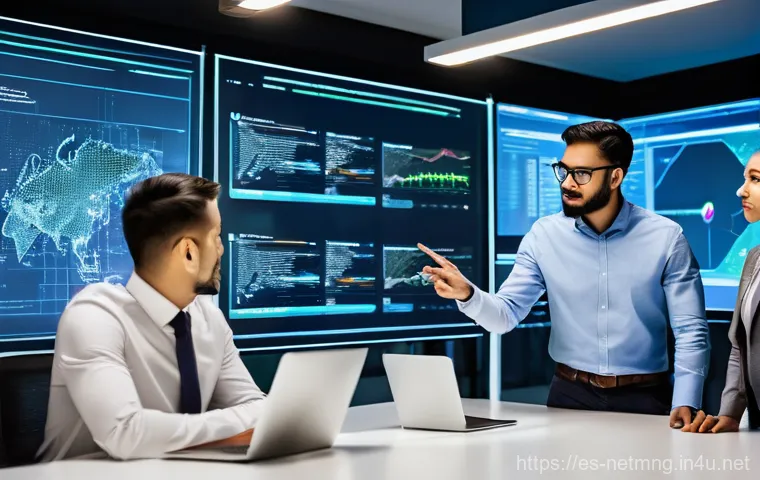 네트워크 관리자 협회 및 커뮤니티 소개 - **Prompt:** A diverse group of four network administrators, two men and two women of varying ages an...