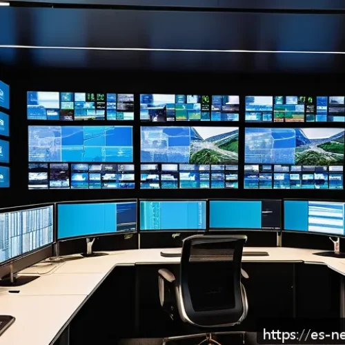 네트워크 시험장에서 자주 묻는 질문 - A detailed and realistic illustration of a modern network operations center (NOC) in a corporate env...
